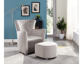 Brassex Fabric Accent Chair with Ottoman in Grey 0711-GR