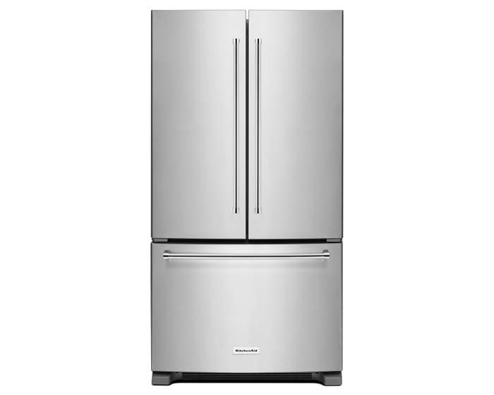 KitchenAid 36 inch 20 cu. ft. Counter Depth French Door Refrigerator in stainless steel KRFC300ESS