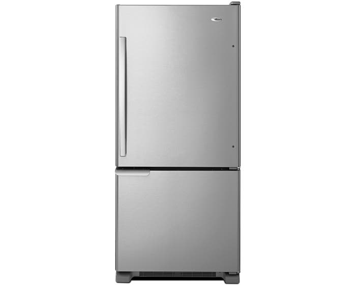 Amana 30 inch 18 cu. ft. Bottom-Freezer Refrigerator With Garden Fresh Crisper Bins in Stainless Steel ABB1921BRM