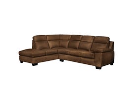 A&C Furniture Leather LHF Sectional in Saddle 1010