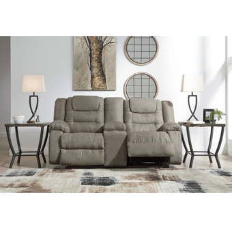 Signature Design by Ashley Reclining Loveseat with Console in Cobblestone 1010494