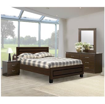 Modern Furniture 6 pc Queen Bedroom Set in Chocolate Pearl 1460