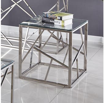 International Furniture End Table in Glass/Chrome IF-2350-E
