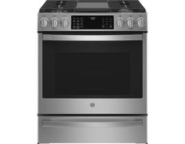 GE Profile 30 inch 5.6 cu. ft. True Convection Gas Range with Air Fry in Stainless Steel PCGS930YPFS