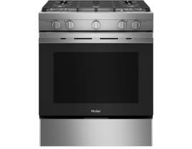Haier 30 inch 5.7 cu. ft. Smart Slide In Convection Gas Range in Stainless Steel QCGSS740RNSS