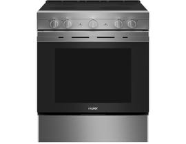 Haier 30 inch 5.7 cu. ft. Smart Slide In Convection Electric Range in Stainless Steel QCSS740RNSS