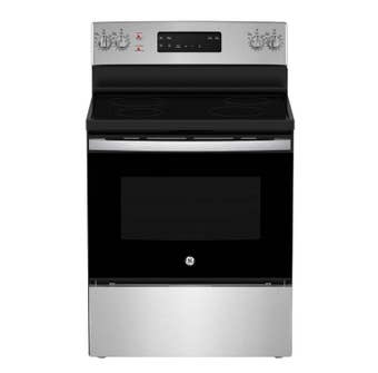 GE Appliances 30" 5 Cu. Ft. Freestanding Smooth Top Electric Range in Stainless Steel JCB630SVSS