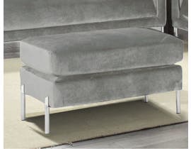 K-Living Arthur Velvet Suede Fabric Ottoman with Metal Legs in Grey 19043-O