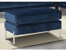 K-Living Arthur Velvet Suede Fabric Ottoman with Metal Legs in Blue 19043-O