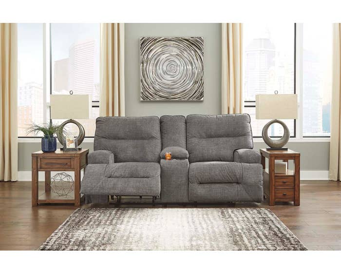 Signature Design by Ashley Coombs Series DBL Rec Loveseat w/Console in Charcoal 4530294