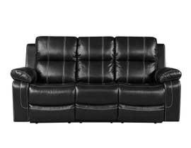 Fresh Leather Air Reclining Sofa in Black 6020