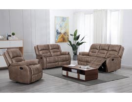 Kwality Imports Larissa 3PC Manual Reclining Sofa Set in Caramel Brown 72070-CAR