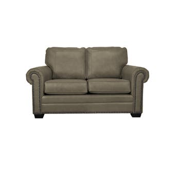 SBF Upholstery Leather Loveseat in Cobblestone 7557