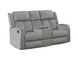 Kwality Hillsdale Series Reclining Fabric Loveseat with Console in Grey 7712 L GR