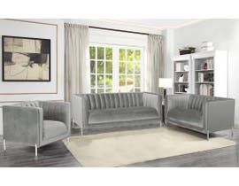 K-Living Arthur Velvet Suede Fabric 3pc Sofa Set with Metal Legs in Grey 19043