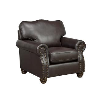 SBF Upholstery Heritage Series Leather Air Chair in Brown 8350