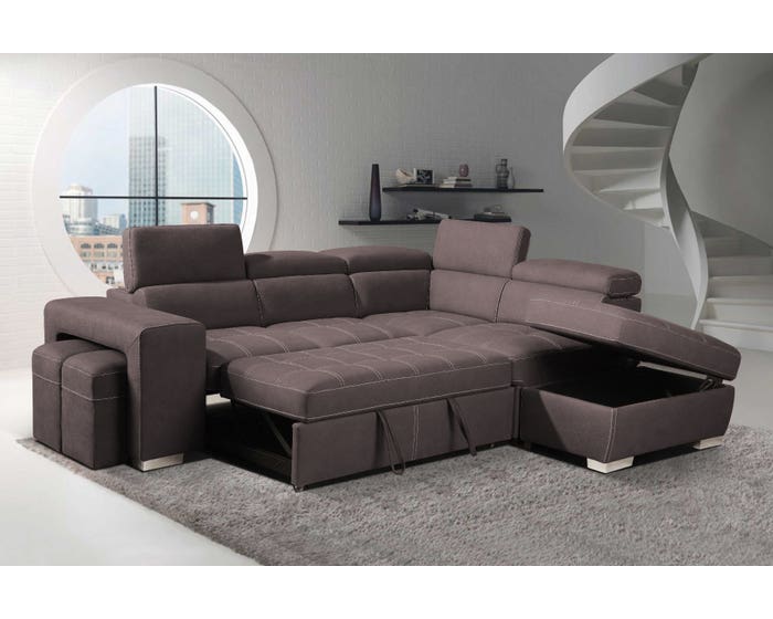 Sectional Positano Mushroom Tex208 14, Amalfi Brown Leather Power Motion Reclining Sofa With Headrests