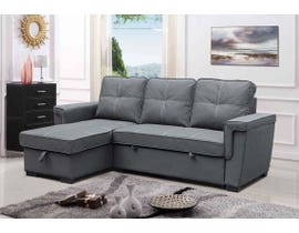 Amalfi Brody Series 2pc Sectional with Pull-Out Bed & Reversible Storage Chaise in Titanium Grey