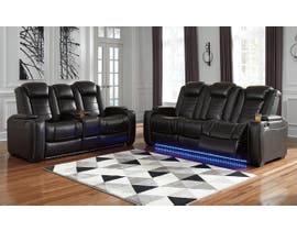Ashley Party Time Series 2pc Power Reclining Leather Gel Sofa Set w/ Adjustable Headrest in Midnight 37003-15-18