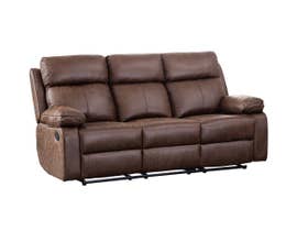 M.A.Z Polished Microfibre Motion Reclining Sofa in Brown 99948BRW
