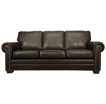 SBF Upholstery Leather Sofa in Chocolate 7557