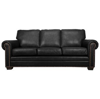 SBF Upholstery Leather Sofa in Black 7557