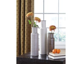 Signature Design by Ashley DEUS Series White, gray and brown glazed ceramic Vases A2000132 (set of 3)