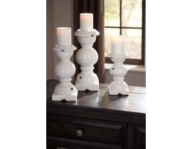 Signature Design by Ashley DEVORAH Series Antique white glazed ceramic candle holders A2000267 (set of 3)