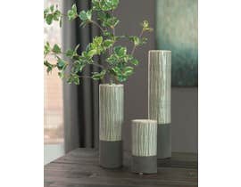 Signature Design by Ashley ELWOOD Series Light and dark gray glazed ceramic vases A2000351 (set of 3)