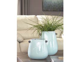 Signature Design by Ashley DIAH Series Blue texture glazed ceramic vases A2000364 (set of 2)