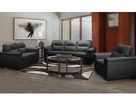A&C Furniture 3pc Leather Look Sofa Set in Black 6150