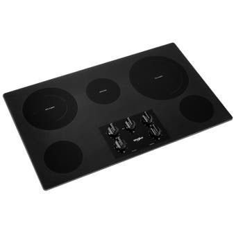 Whirlpool 36 inch 5-Element Electric Cooktop with Two Dual Radiant Elements in Black WCE77US6HB
