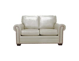 SBF Upholstery Leather Loveseat in Bisque 7557
