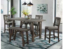 High Society Cash Collection 6 Piece Wood Counter Height Dining Set in Distressed Espresso DCS100