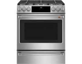 GE Café 30 inch 5.7 cu. ft. Slide-In Convection Front Control Dual Fuel Range with Warming Drawer in Stainless Steel CC2S900P2MS1