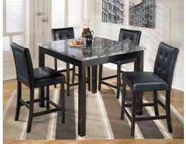 Signature Design by Ashely Maysville Series 5pc Counter Height Square Table Dining Set in black D154-223