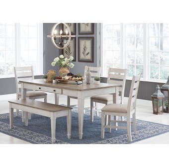 Signature Design by Ashley Skempton Series 6pc Dining Set in White D394