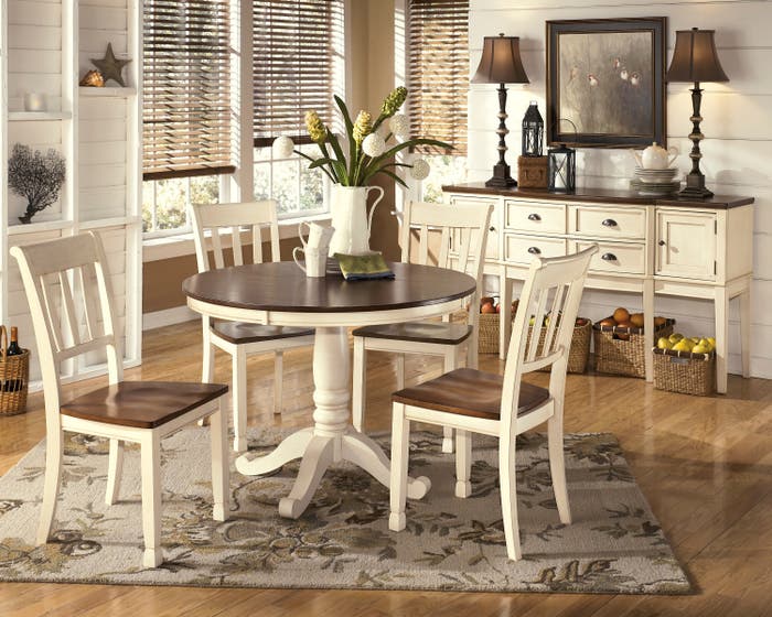 Signature Design by Ashley Whitesburg Round Dining Table in Brown/Cottage White D583-15B-15T