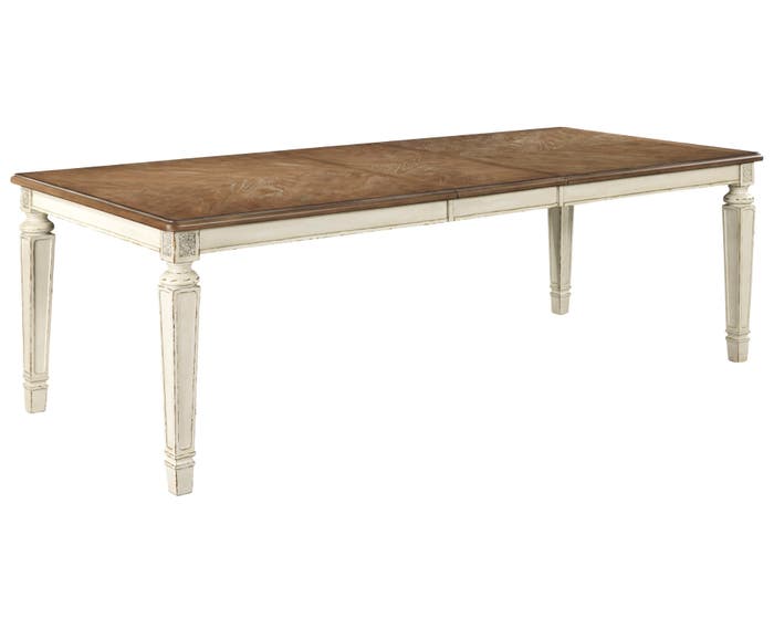 Signature Design by Ashley Realyn Series Rectangular Extending Dining Table in Chipped White D743-45