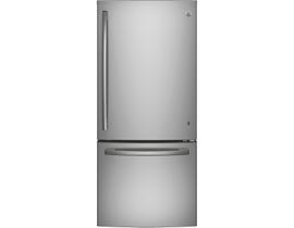 GE 30 inch 20.9 cu. ft. Bottom Mount Refrigerator with Ice Maker in stainless steel GDE21ESKSS