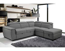 PR Furniture Gerrardo Series 3pc Sectional with Pull-Out Bed & Storage Ottoman in Linen Ash 4693