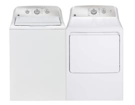 GE Laundry Pair 4.4 Cu.ft. Top Load Washer GTW331BMRWS & 6.2 Cu. Ft. Electric Dryer with SaniFresh Cycle in White GTX33EBMRWS