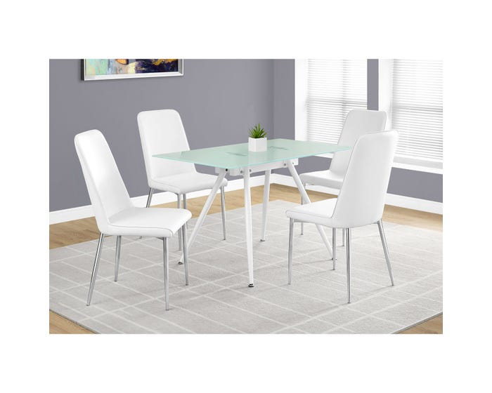Dining Table Monarch I1032 Lastman, White Frosted Glass Dining Table