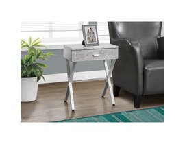 MONARCH Accent Table- GREY CEMENT / CHROME METAL NIGHT STAND I3264