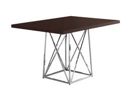 Monarch 36"X 48" Chrome Metal Dining Table in Cappuccino I1058