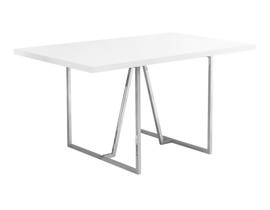 Monarch 36"X 60" Chrome Metal Dining Table in White I1063