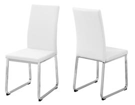 Monarch Leather Look Dining Chair with Chrome (Set of 2) in White I1093
