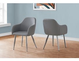 Monarch Leather Look Dining Chair (Set of 2) in Grey I1192