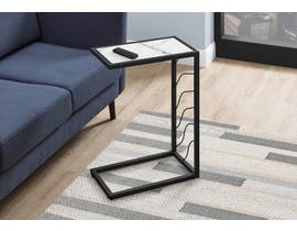 Monarch White Marble-Look Accent Table in Black I3300