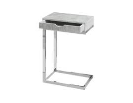 MONARCH Accent Table- CHROME METAL / GREY CEMENT WITH A DRAWER I3373
